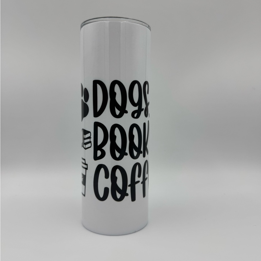 Dogs Books Coffee 20oz Skinny Stainless Steel Tumbler With Straw